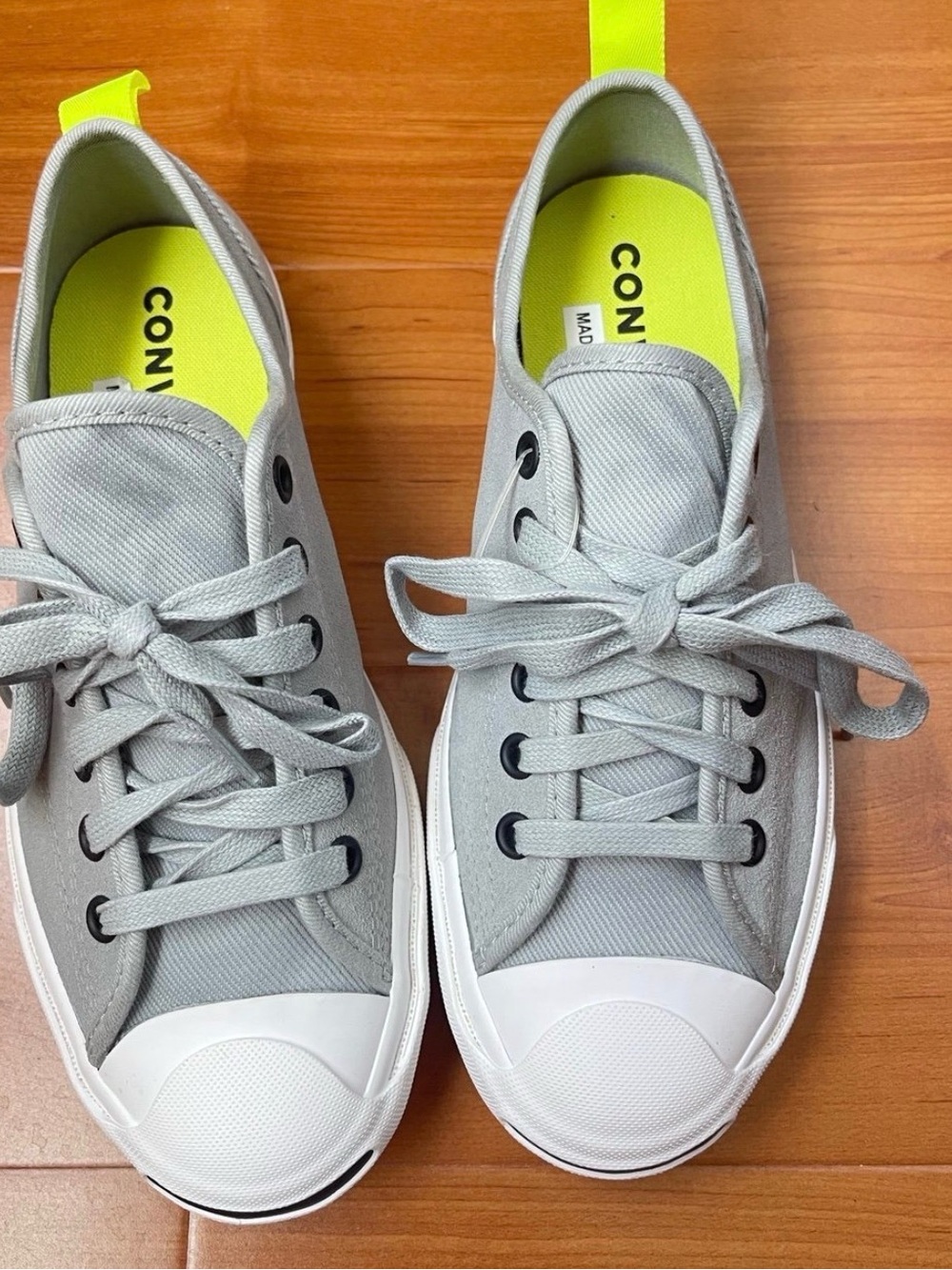 Converse Jack Purcell Low Top Lace Up Sneakers Gray White Yellow Unisex